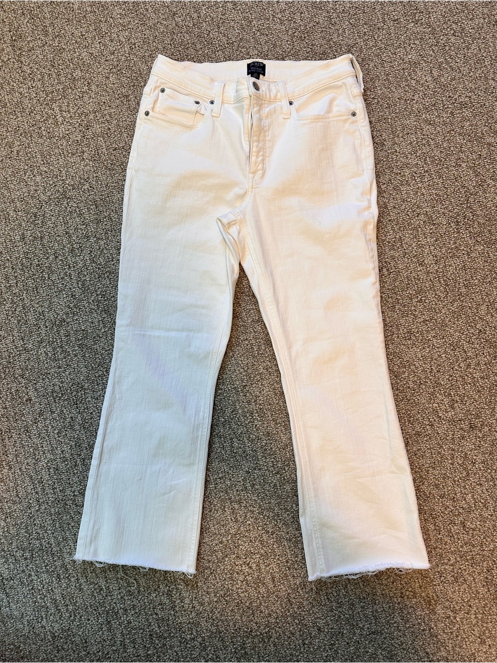 Womens J Crew Factory White Cropped Flare Jeans - Classic White